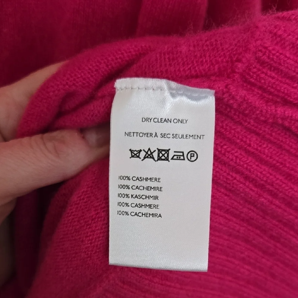 Anthropologie Maeve Fuchsia Pink 100% Cashmere Sweater V neck Cozy Comfy Size XL - Picture 4 of 5